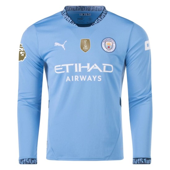 Camiseta de casa RODRIGO Manchester City 2024/25 de manga larga para hombres Camiseta de casa RODRIGO Manchester City 2024/25 de manga larga para hombres