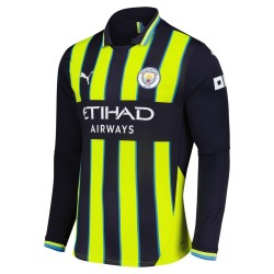 Camiseta de visitante RODRIGO Manchester City 2024/25 de manga larga para niños Camiseta de visitante RODRIGO Manchester City 2024/25 de manga larga para niños