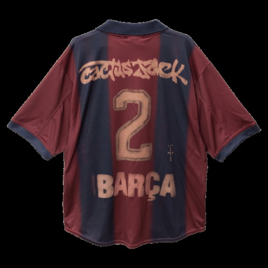 Camiseta Hombre FC Barcelona X TRAVIS SCOTT Retro 2000/01 Home Esqueleto