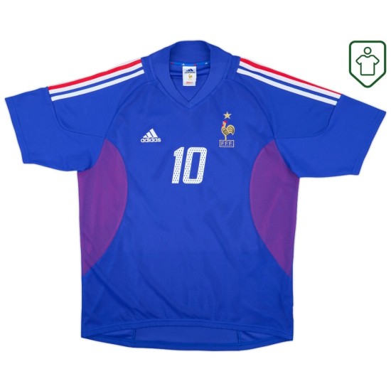 Camiseta retro local Francia 2002/04 para hombre Zidane #10