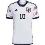 Takumi Minamino #10 Japón Camiseta de Visita Mundial 2022 Takumi Minamino #10 Japón Camiseta de Visita Mundial 2022