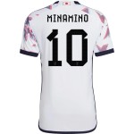Takumi Minamino #10 Japón Camiseta de Visita Mundial 2022 Takumi Minamino #10 Japón Camiseta de Visita Mundial 2022