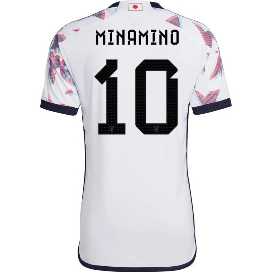 Takumi Minamino #10 Japón Camiseta de Visita Mundial 2022 Takumi Minamino #10 Japón Camiseta de Visita Mundial 2022