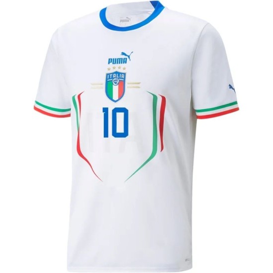 Lorenzo Insigne #10 Italia Camiseta de Visita Mundial 2022 Lorenzo Insigne #10 Italia Camiseta de Visita Mundial 2022