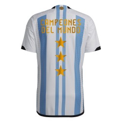 Argentina Camiseta Champions Versión Jugador de Local Mundial 2022 - 3 Estrellas