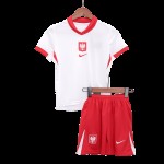 Camiseta+Pantalones Cortos Infantil Polonia de Local EURO 2024 Camiseta+Pantalones Cortos Infantil Polonia de Local EURO 2024