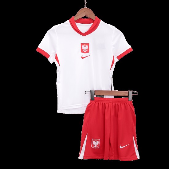 Camiseta+Pantalones Cortos Infantil Polonia de Local EURO 2024 Camiseta+Pantalones Cortos Infantil Polonia de Local EURO 2024