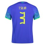 Thiago Silva #3 Brasil Camiseta de Visita Mundial 2022
